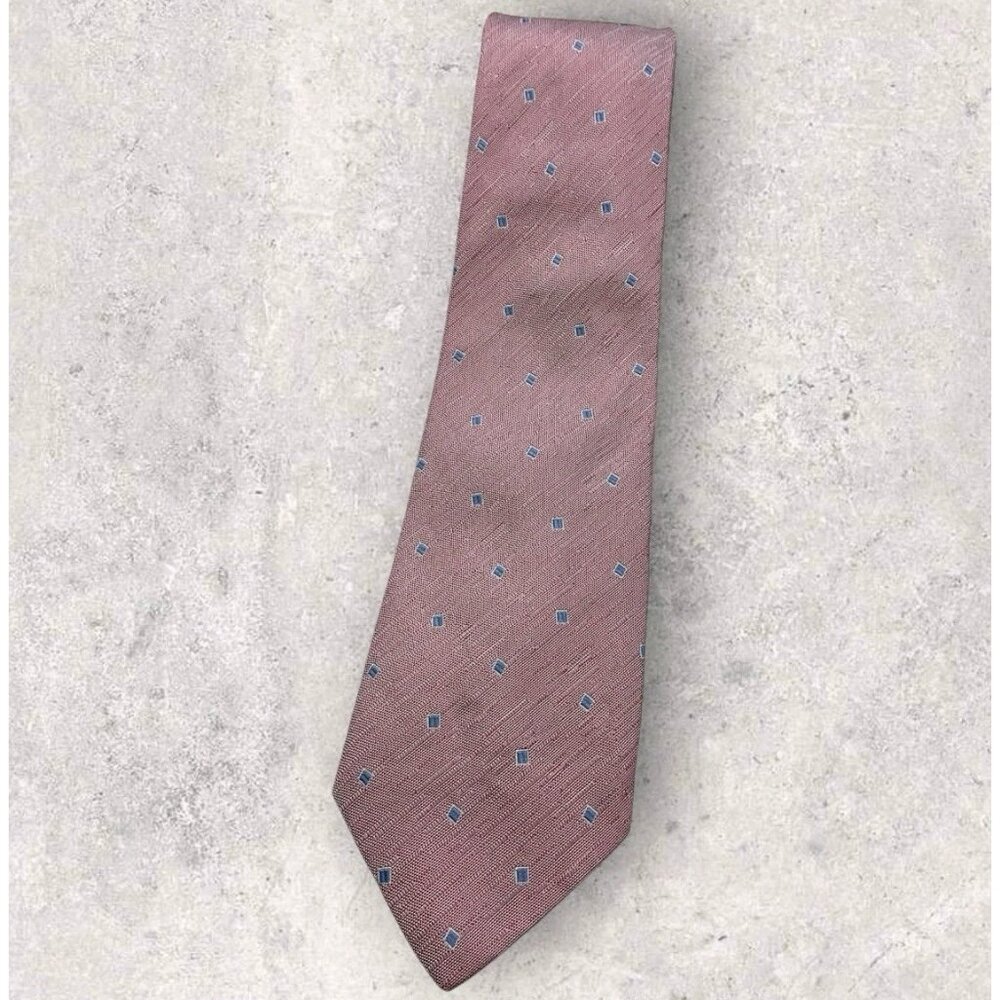ANDERSON & SHEPPARD Silk Tie ENGLAND XL Pink Blue Geometric W:3.7" EUC